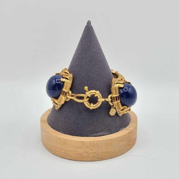 J Crew Navy Cabochon with Crystal Accents Bracelet - Picture 5 of 9